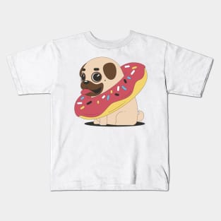 Doughnut on a Pug Kids T-Shirt